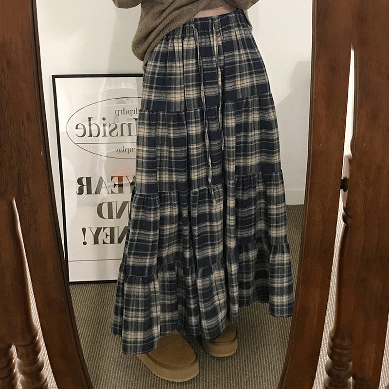 Jupe maxi à carreaux pour femmes en look superposé R&B