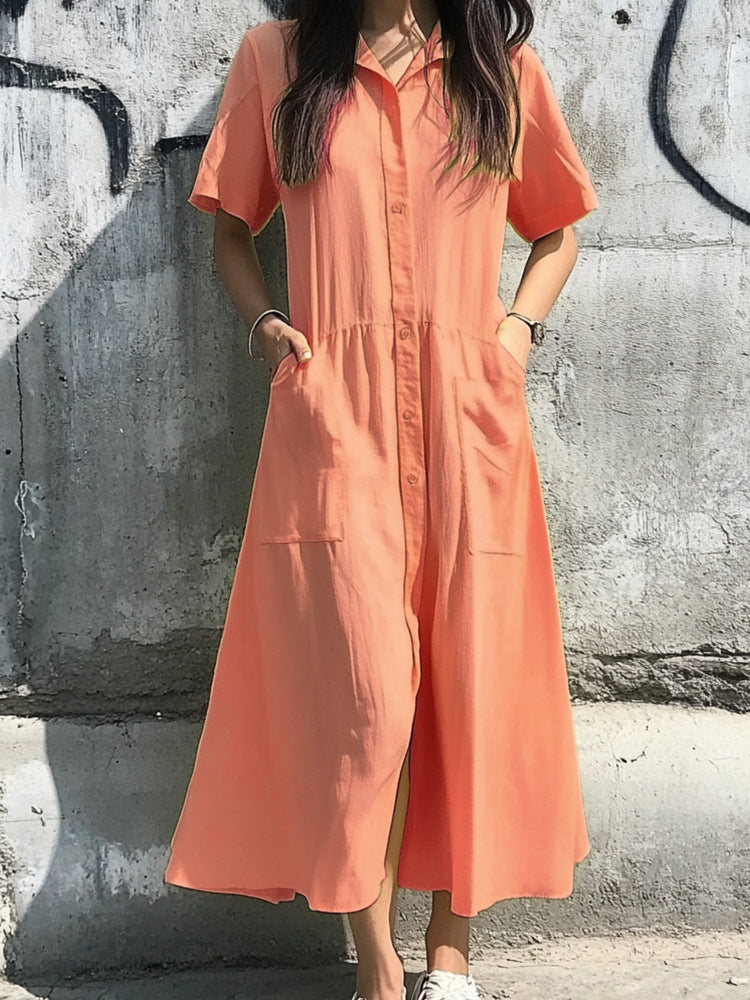 Robe chemise femme avec poches et design à boutons R&B