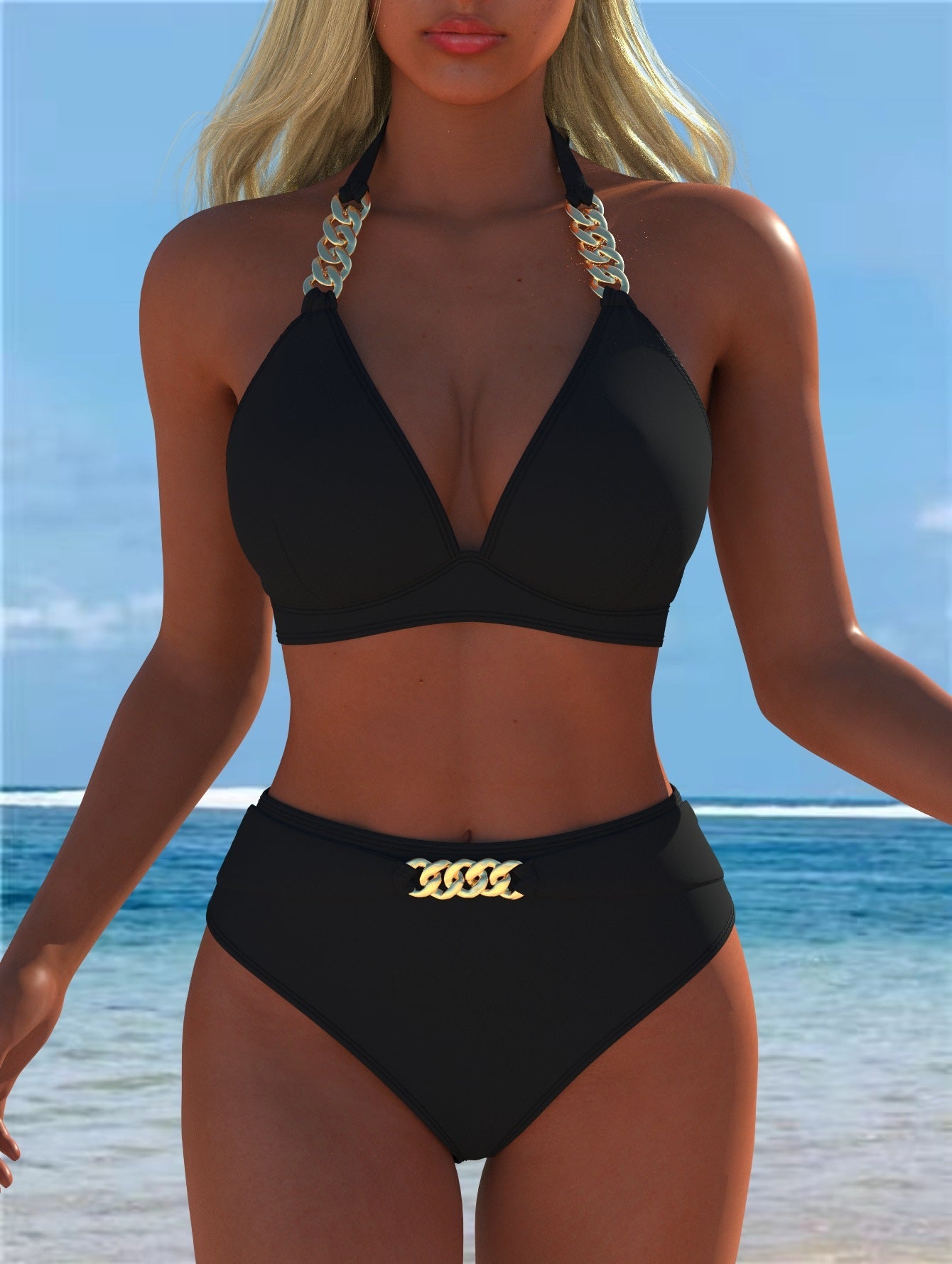 Bikini pour femmes avec motif marbré luxueux et détails raffinés R&B