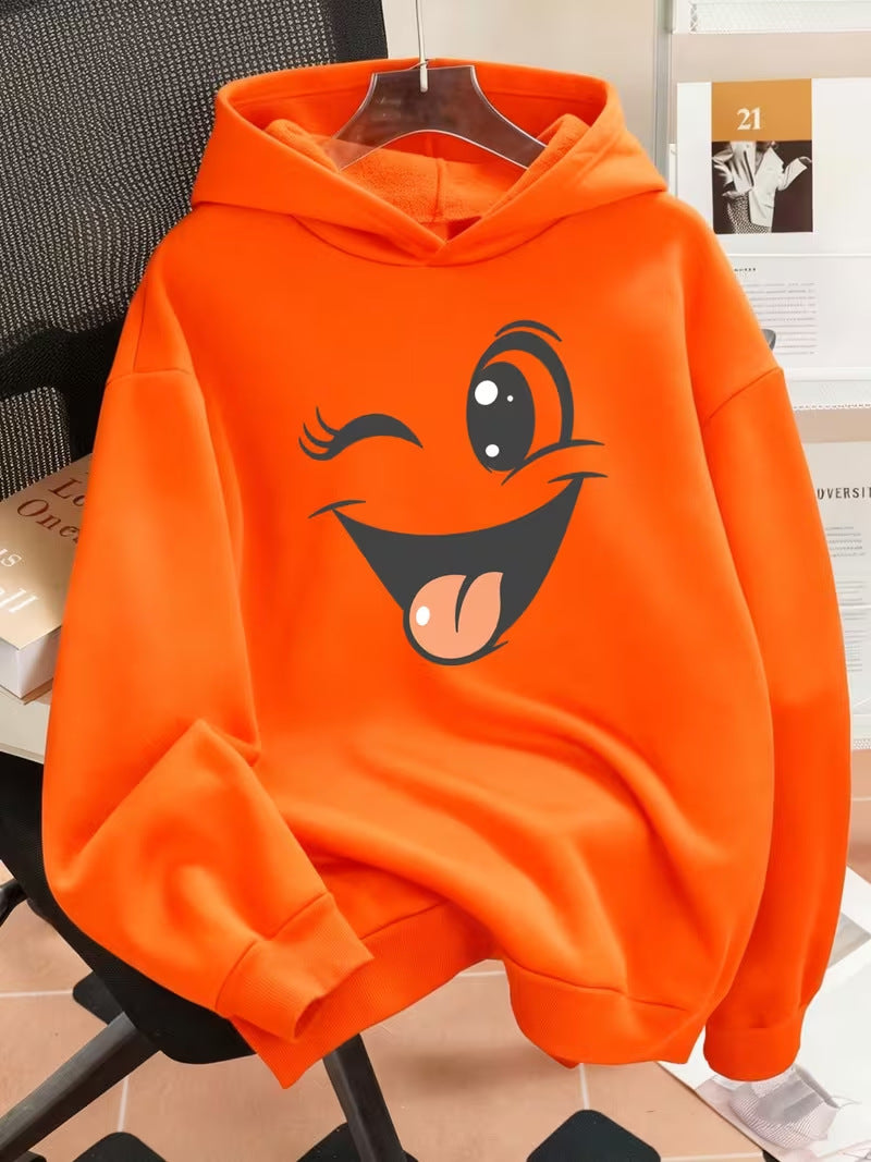 Sweat à capuche amusant pour femmes avec un design emoji unique Echoarchiv