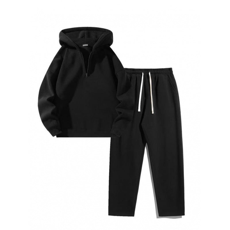 Ensemble de détente pour femmes avec demi-zip court, grande capuche et jogging taille haute tapered Echo Archiv