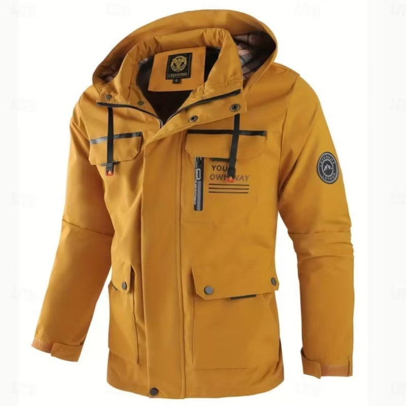 Parka imperméable pour hommes avec capuche, poches utilitaires multiples, poignets renforcés et membrane coupe-vent Echo Archiv