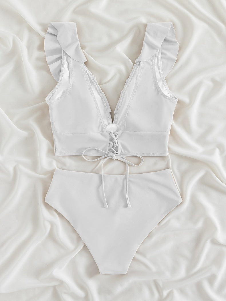 Haut de femme avec volants et maillot de bain taille haute R&B