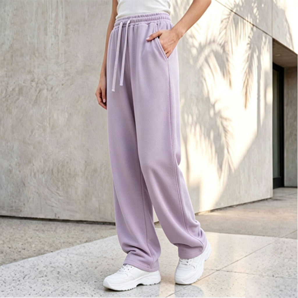 Pantalon palazzo lounge pour femmes avec taille confortable, cordon de serrage, poches latérales et couture décorative Echo Archiv