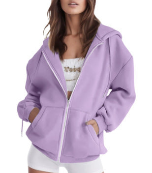 Veste à capuche zippée oversize pour femmes avec fermeture éclair contrastante, capuche double épaisseur et poche kangourou Echo Archiv