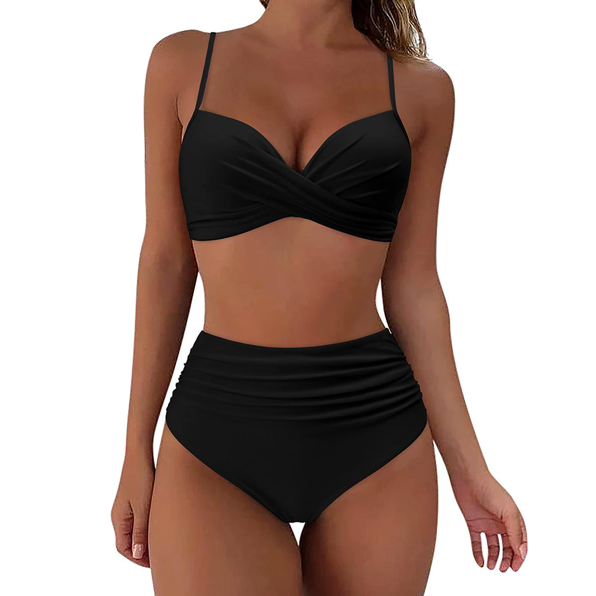 Ensemble de bikini taille haute pour femmes avec haut floral et culotte froncée R&B