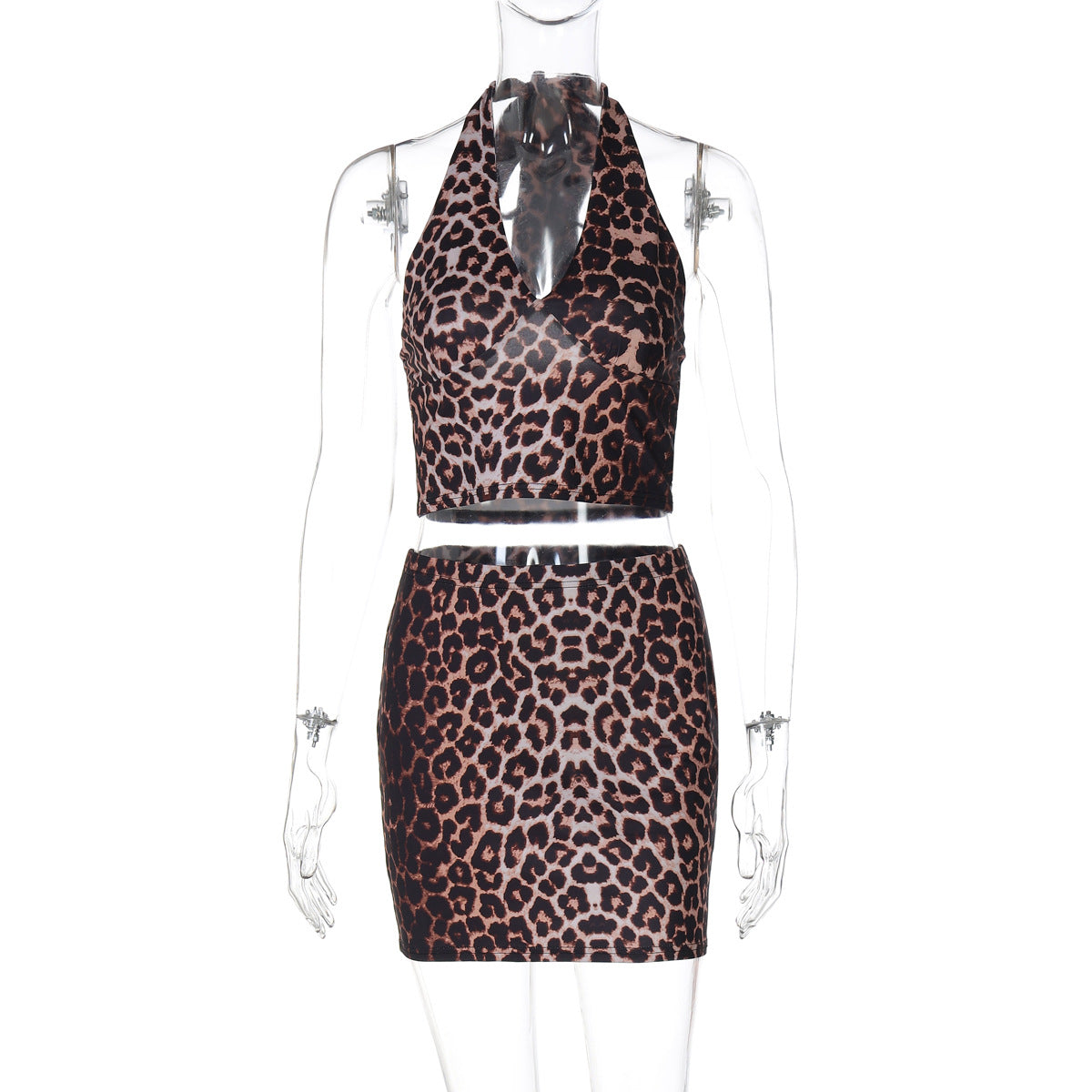 Ensemble Crop Top et Mini Jupe à Motif Léopard pour Femmes - Heidi Mode