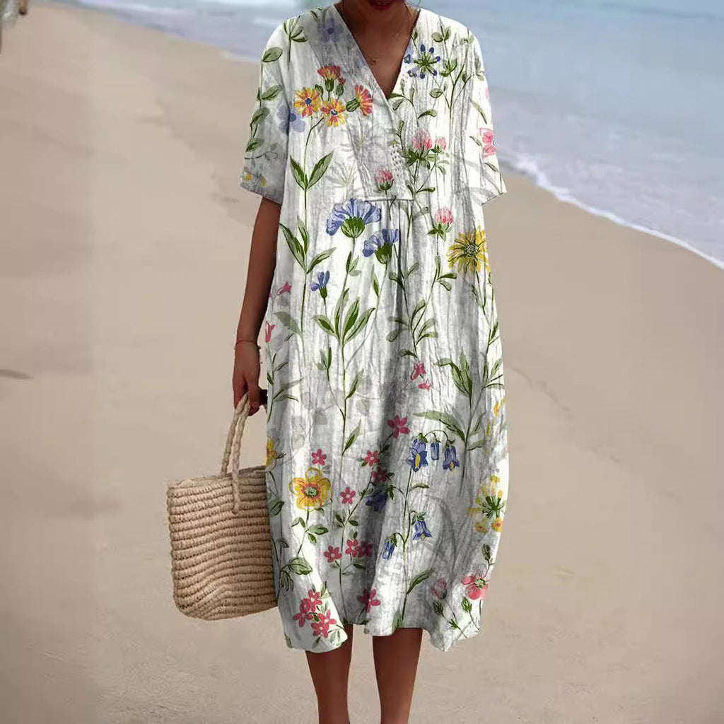 Hannah | Robe d'été florale pour femmes avec décolleté en V