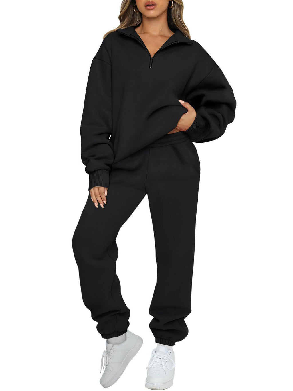Ensemble lounge mi-zip pour femmes avec sweatshirt oversize et pantalon de jogging taille haute Echo Archiv