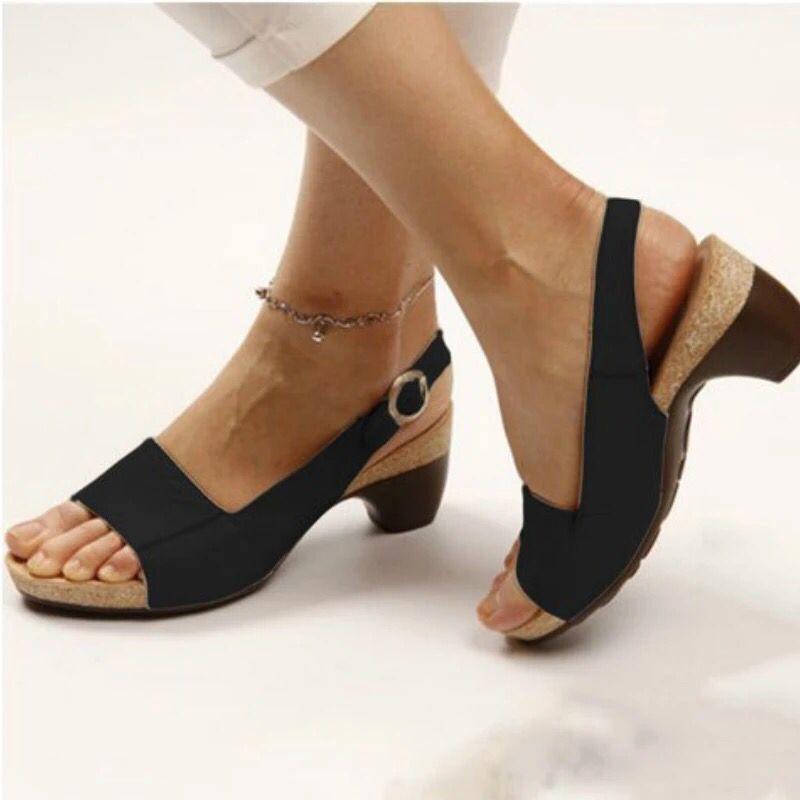 Sandales compensées confortables pour femmes avec sangle réglable et semelle anatomique R&B