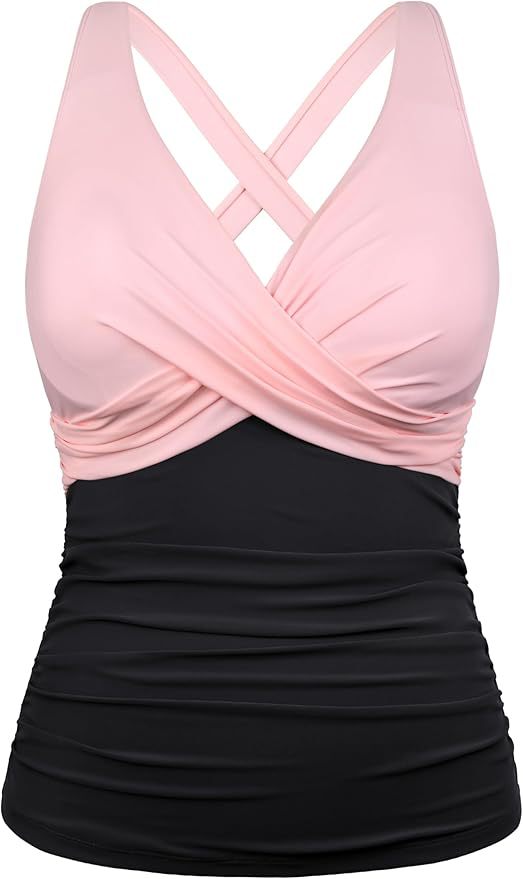 Haut de Tankini Sportif pour Femmes avec Découpe Florale R&B