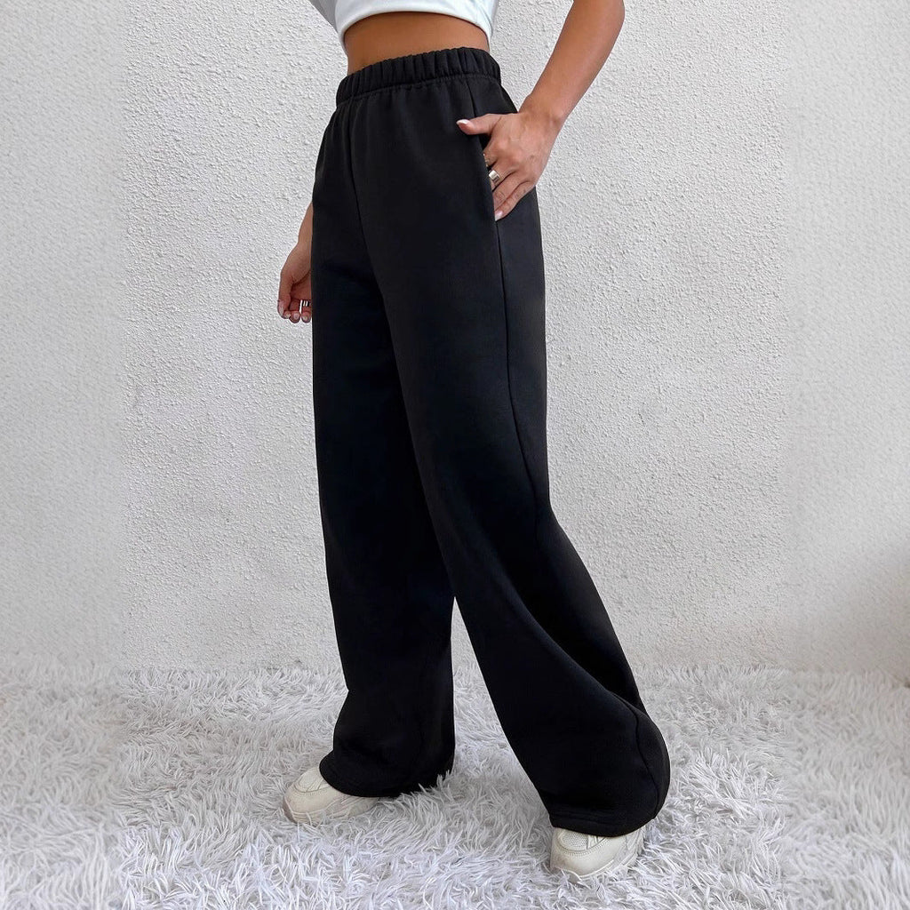 Pantalon de lounge large pour femmes en French Terry avec taille confortable, poches latérales et jambe fluide Echo Archiv