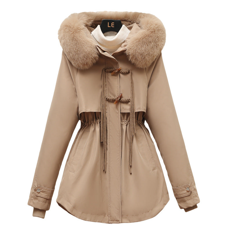Parka fonctionnelle courte pour femmes avec cordon de serrage sculptant, col en fourrure amovible et fermeture éclair cachée Echo Archiv