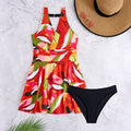 Maillot de bain une pièce pour femmes avec jupe flottante et imprimé moderne R&B