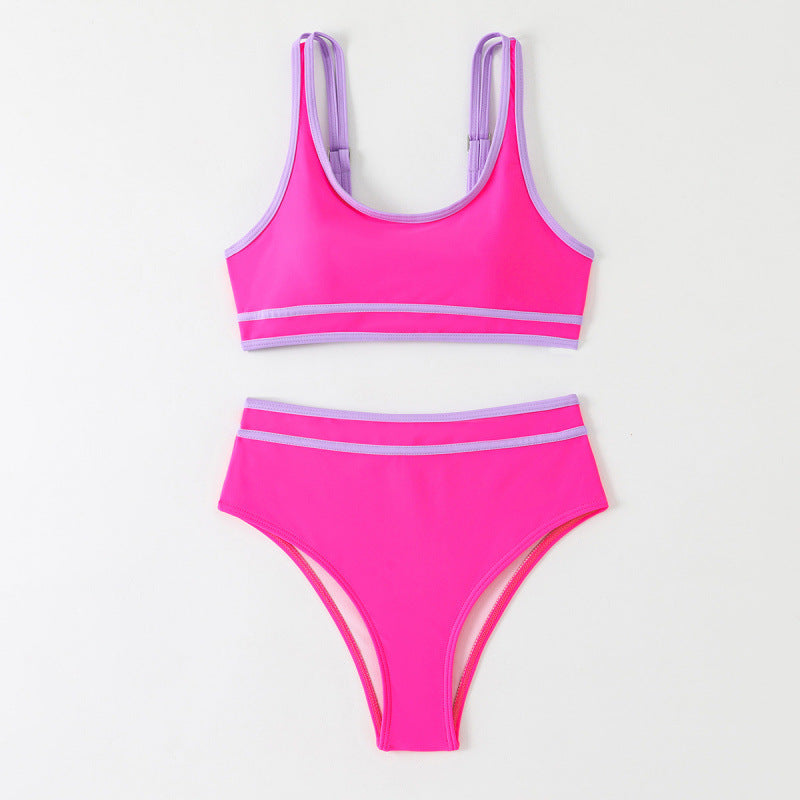 Bikini de sport pour femmes à taille haute avec des détails tendance R&B