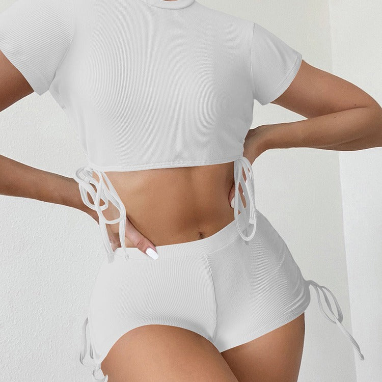 Ensemble de Top Court Sportif et Shorts pour Femmes R&B