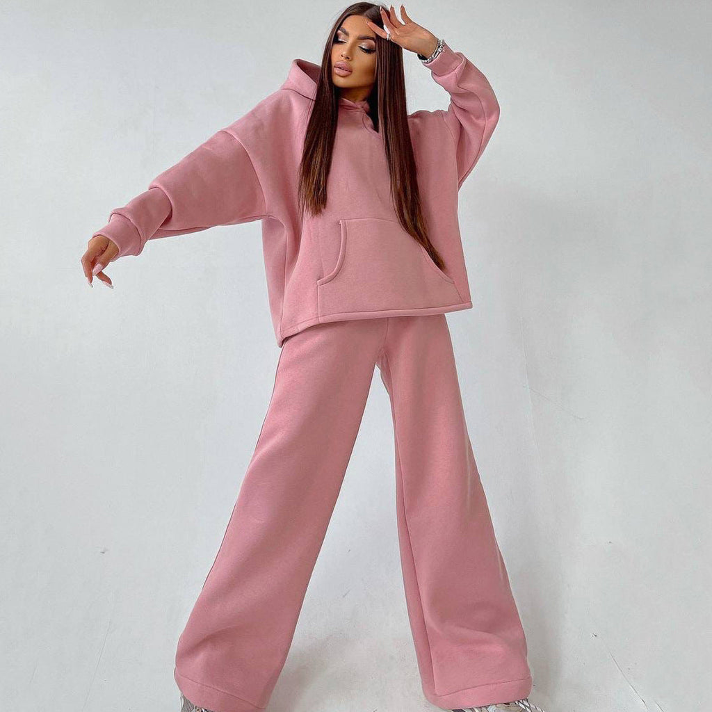 Ensemble de lounge deux pièces pour femmes avec pantalon palazzo taille haute sculptant et hoodie surdimensionné Echo Archive