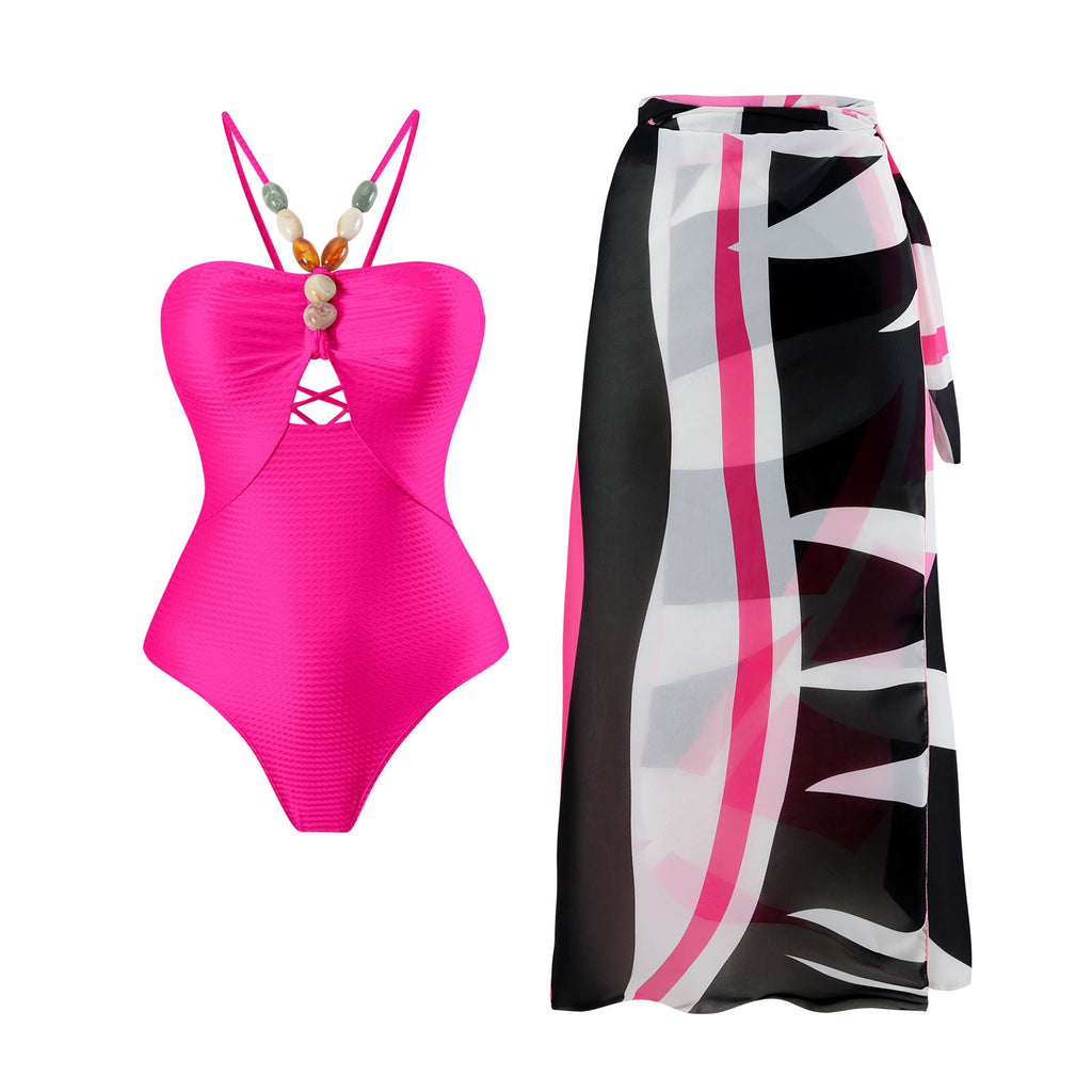 Maillot de bain femme sécurisé avec coupe ludique et jupe portefeuille assortie Drune