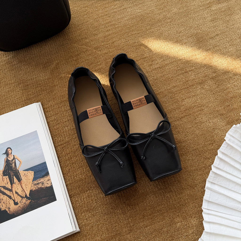 Ballerines Élégantes pour Femmes avec Bride à la Mode et Détail de Nœud Chic R&B