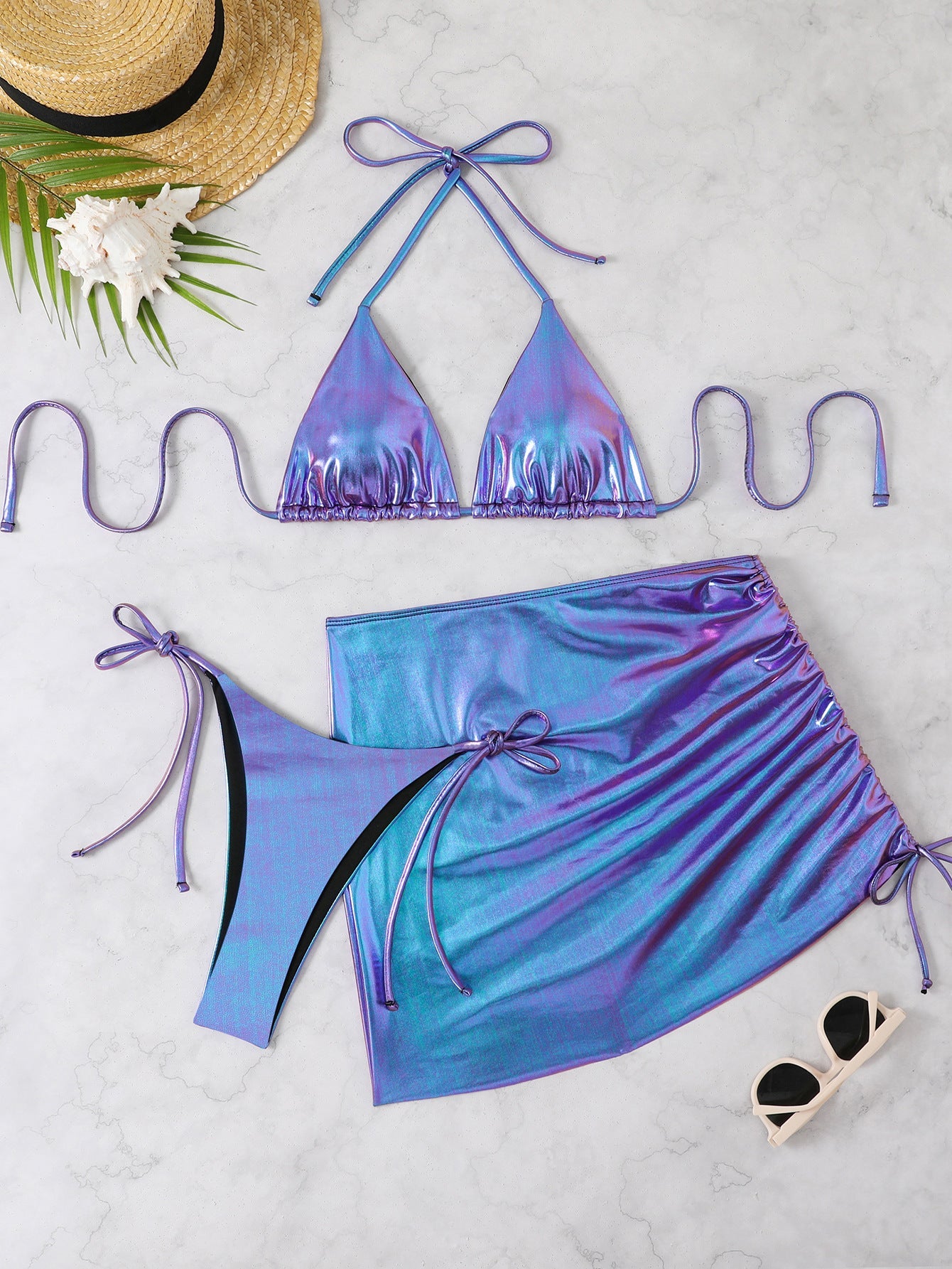 Bikini triangle femme avec jupe portefeuille raffinée R&B