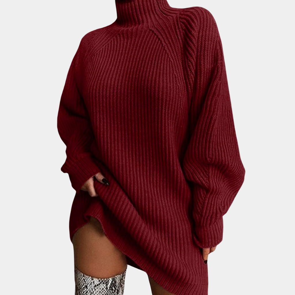 Pull Oversize Femme en Maille avec Bords Côtes