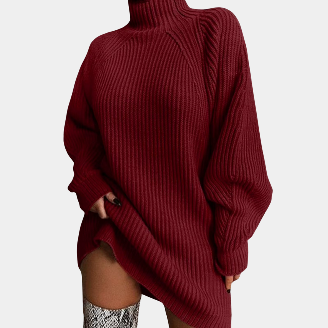 Pull Oversize Femme en Maille avec Bords Côtes