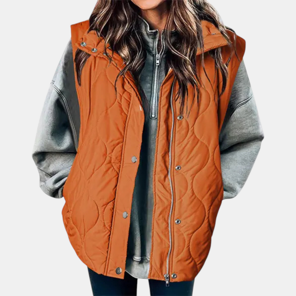 Gilet pour femmes avec boutons et poches, capuche
