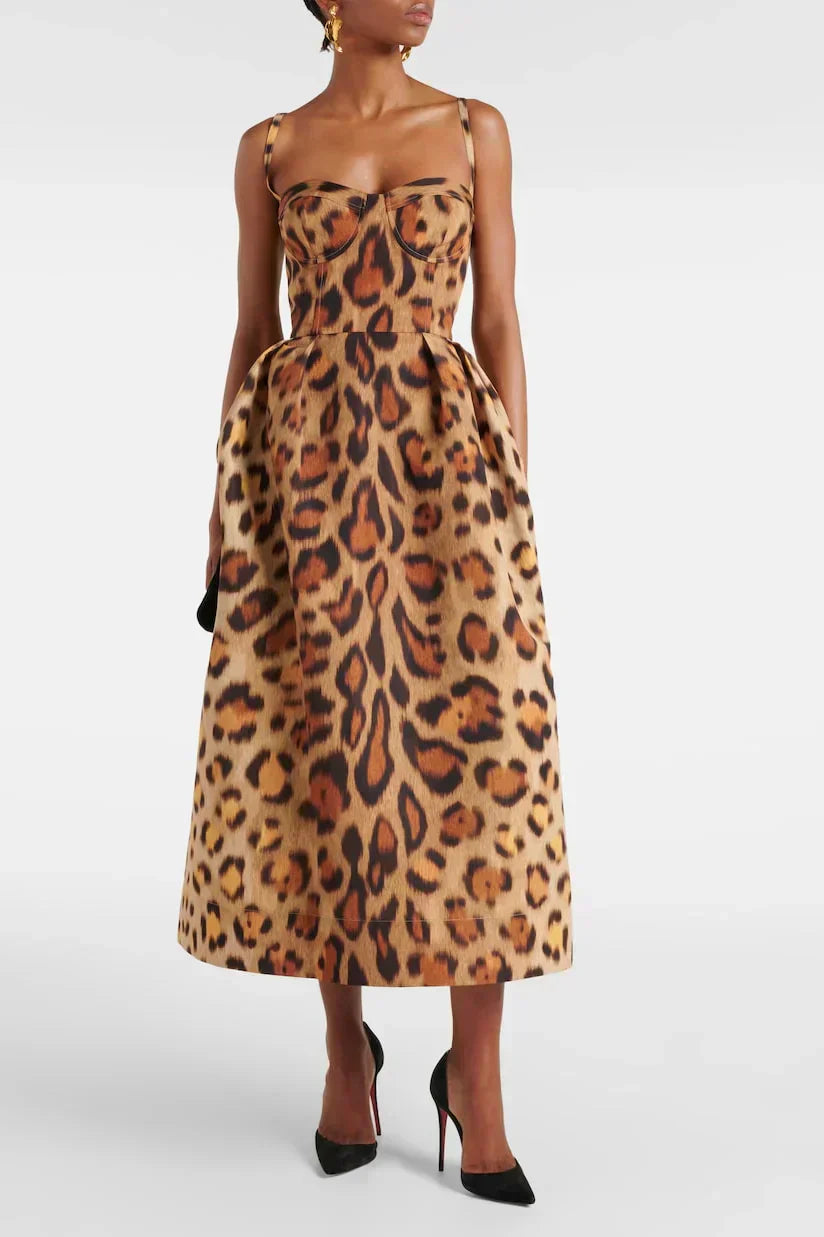 Tiana | Robe Midi pour Femmes en Imprimé Léopard