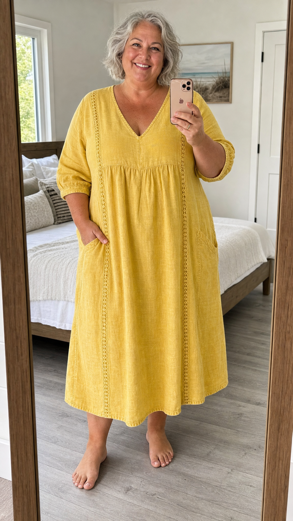 Robe maxi A-ligne Antonia avec manches 3/4