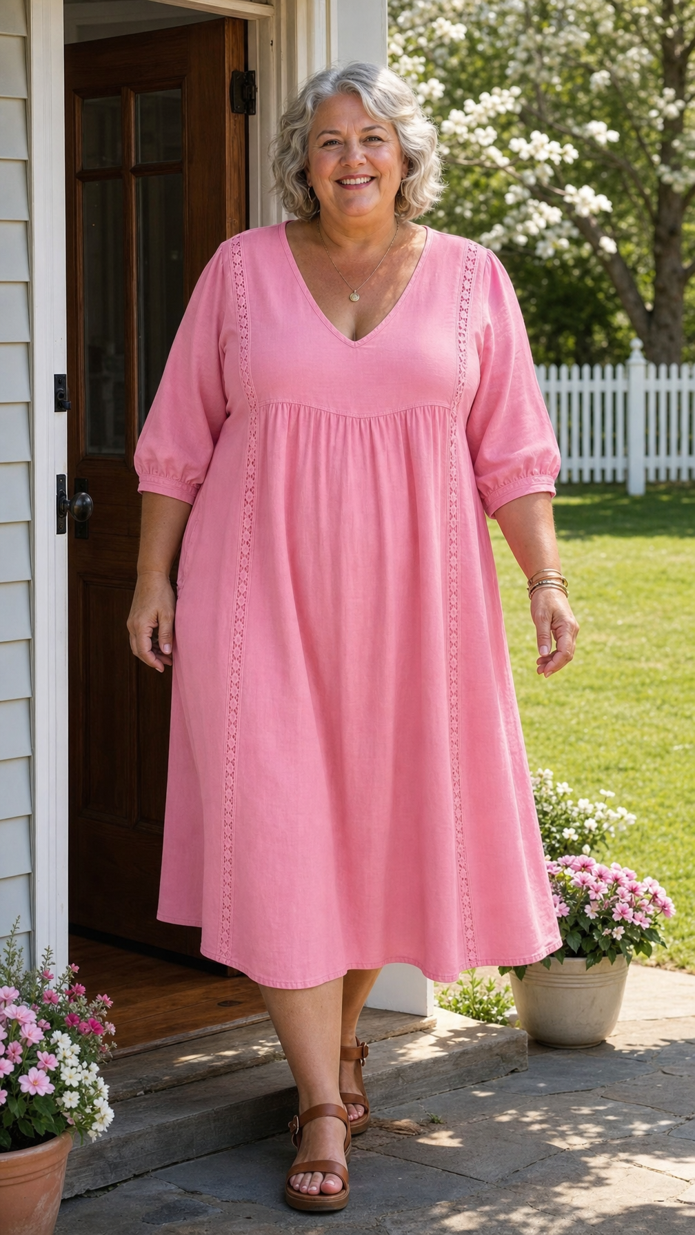 Robe maxi A-ligne Antonia avec manches 3/4