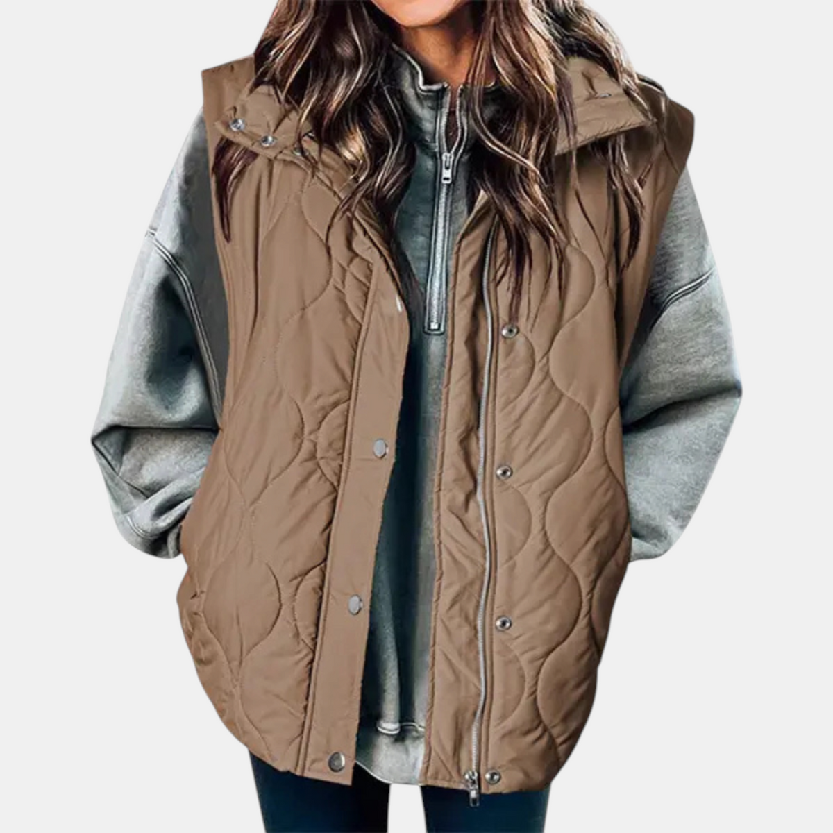 Gilet pour femmes avec boutons et poches, capuche
