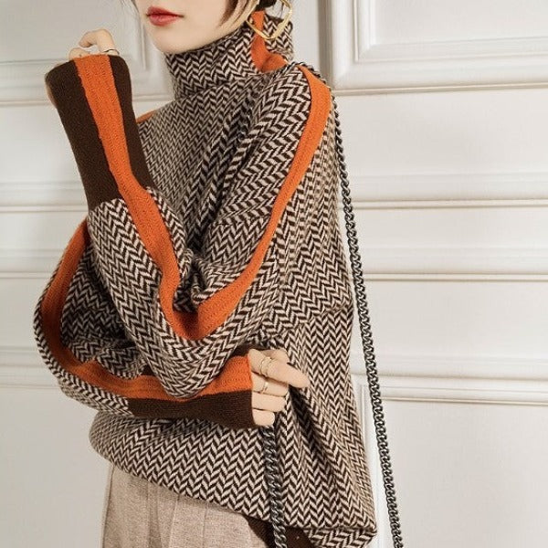 Clara – Pull à col roulé rayé