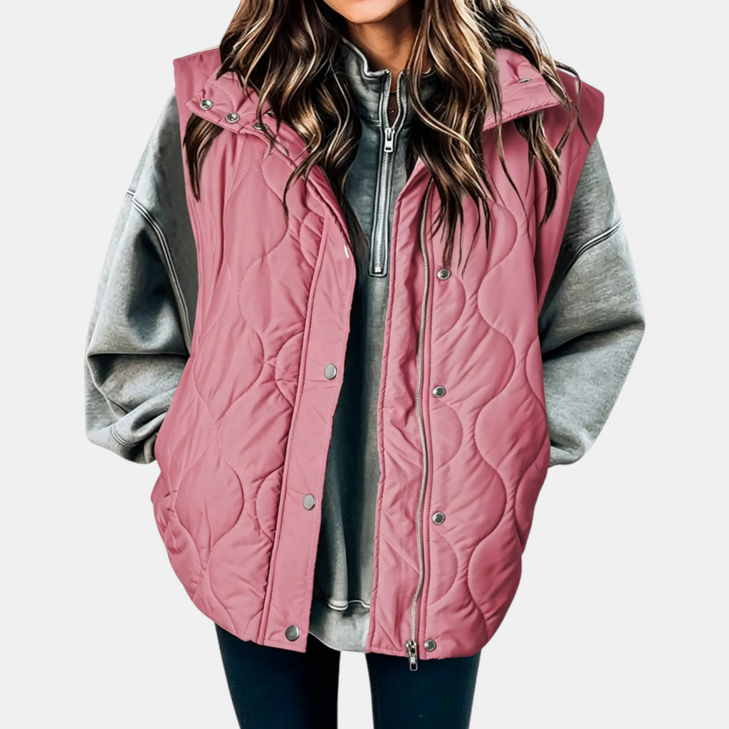 Gilet pour femmes avec boutons et poches, capuche