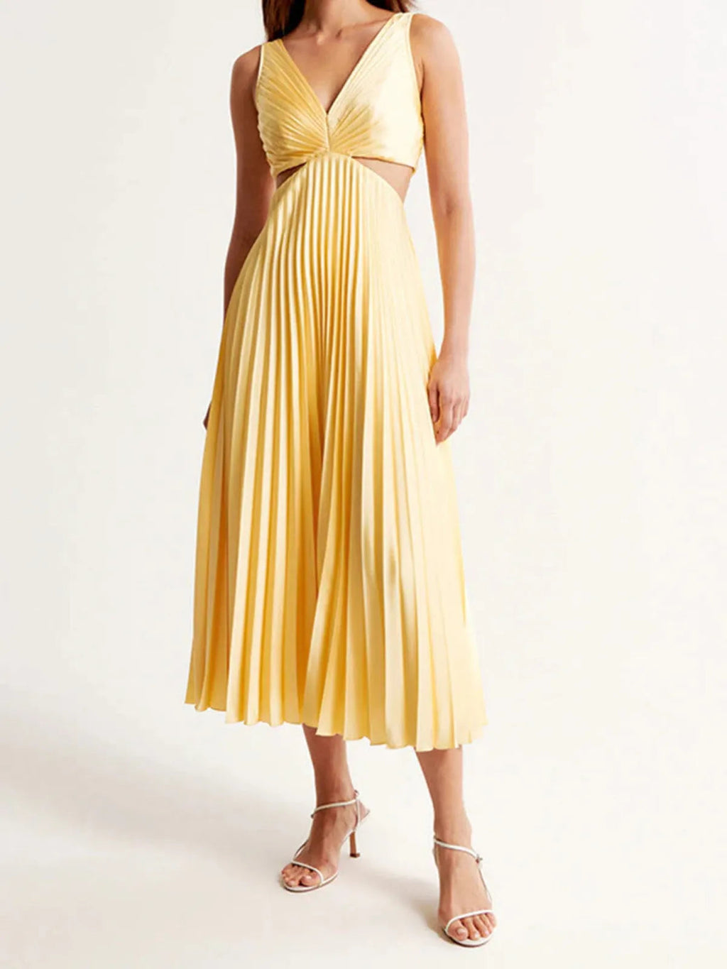 Robe Maxi Plissée Jaune pour l'Été
