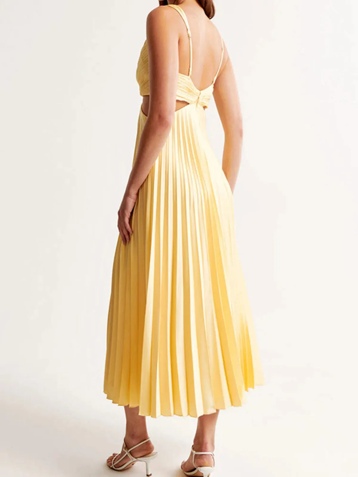 Robe Maxi Plissée Jaune pour l'Été