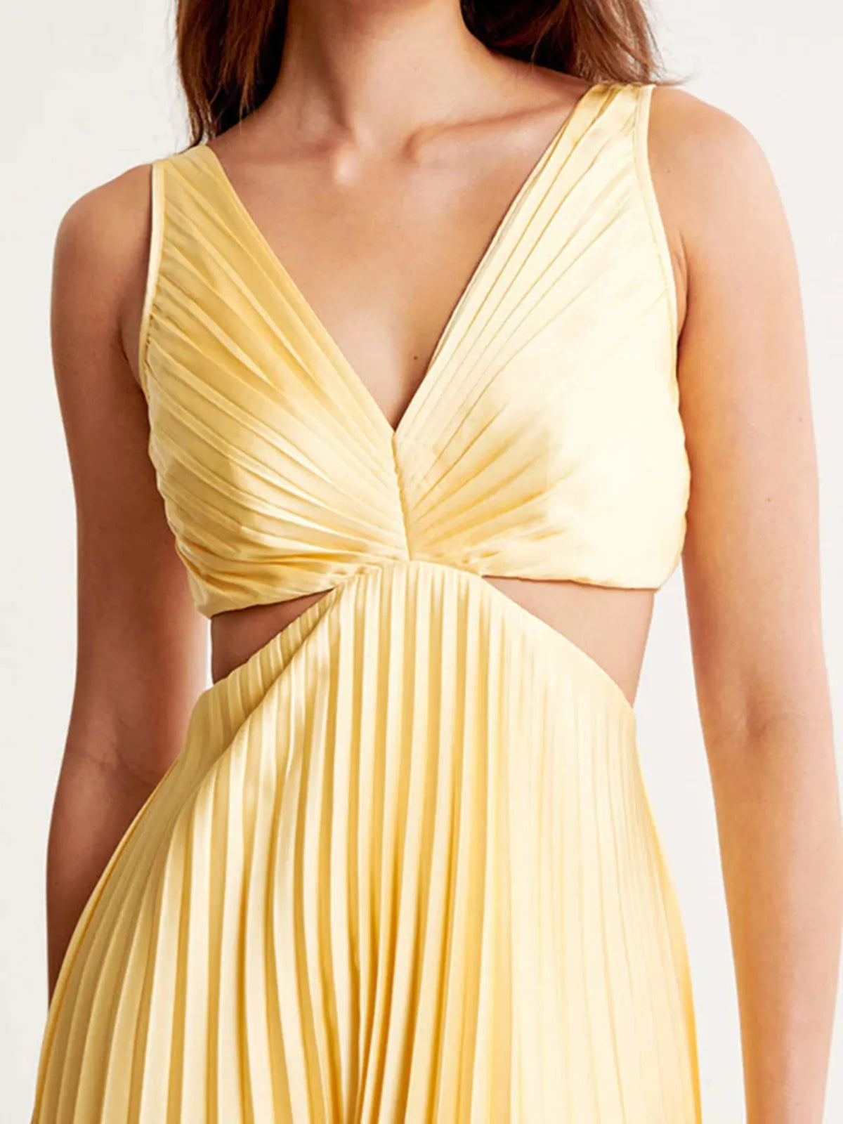 Robe Maxi Plissée Jaune pour l'Été