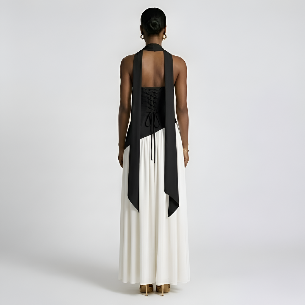 Heather - Élégante robe longue plissée sans bretelles pour femme