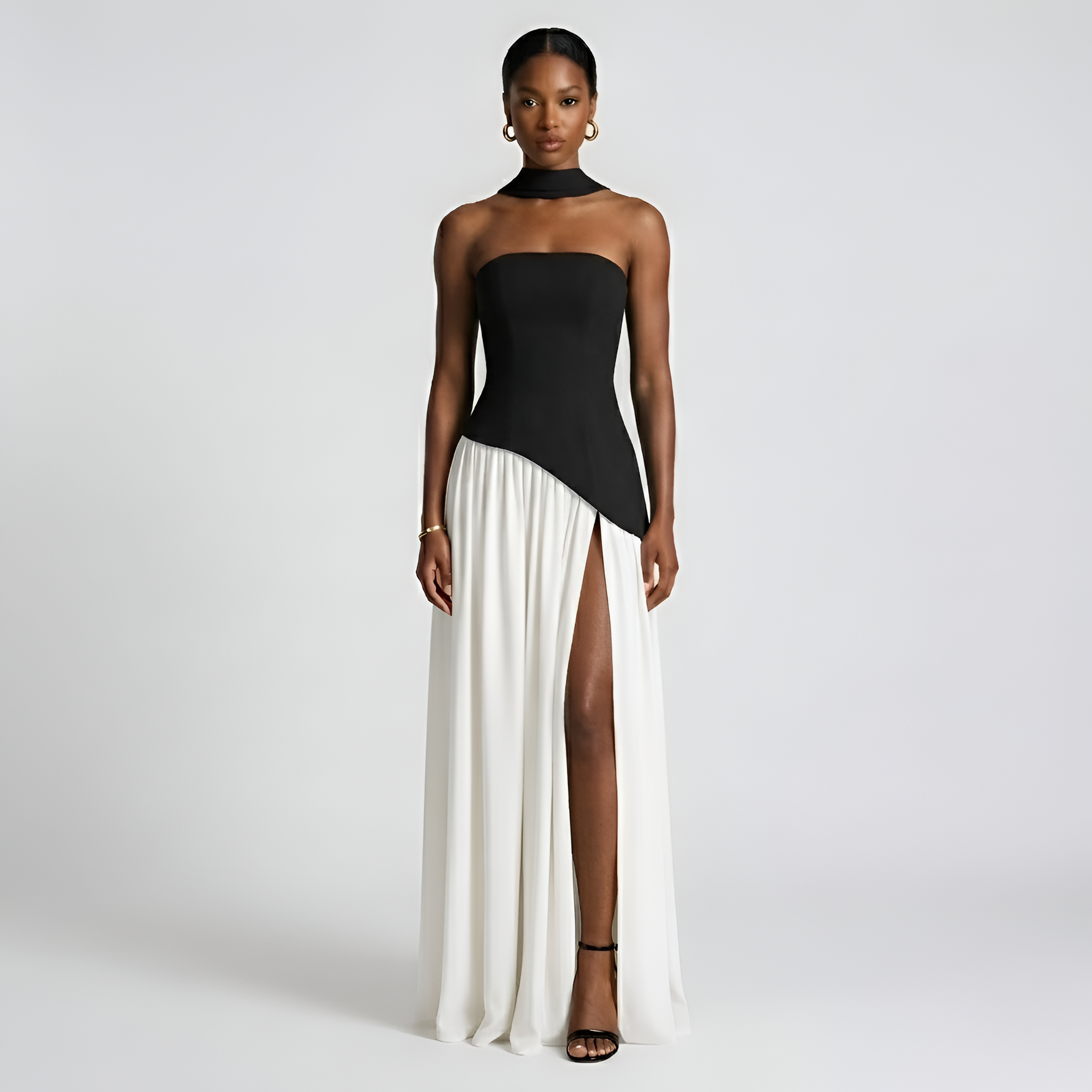 Heather - Élégante robe longue plissée sans bretelles pour femme