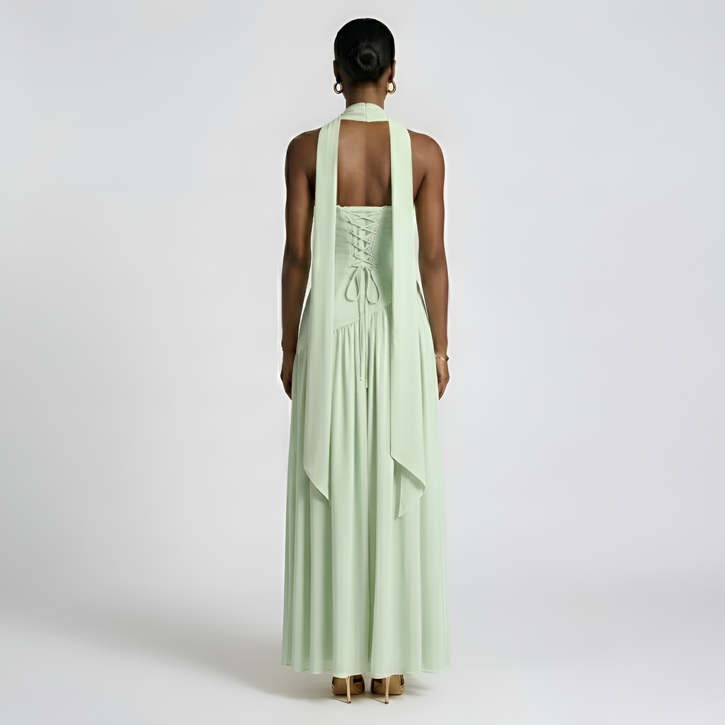 Heather - Élégante robe longue plissée sans bretelles pour femme
