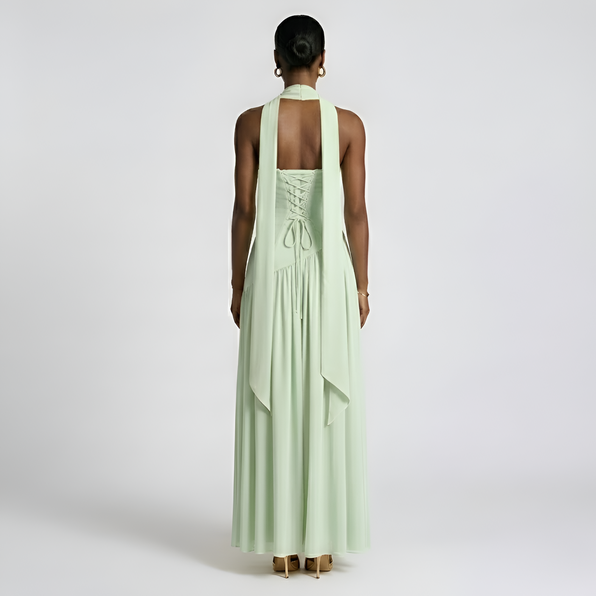 Heather - Élégante robe longue plissée sans bretelles pour femme
