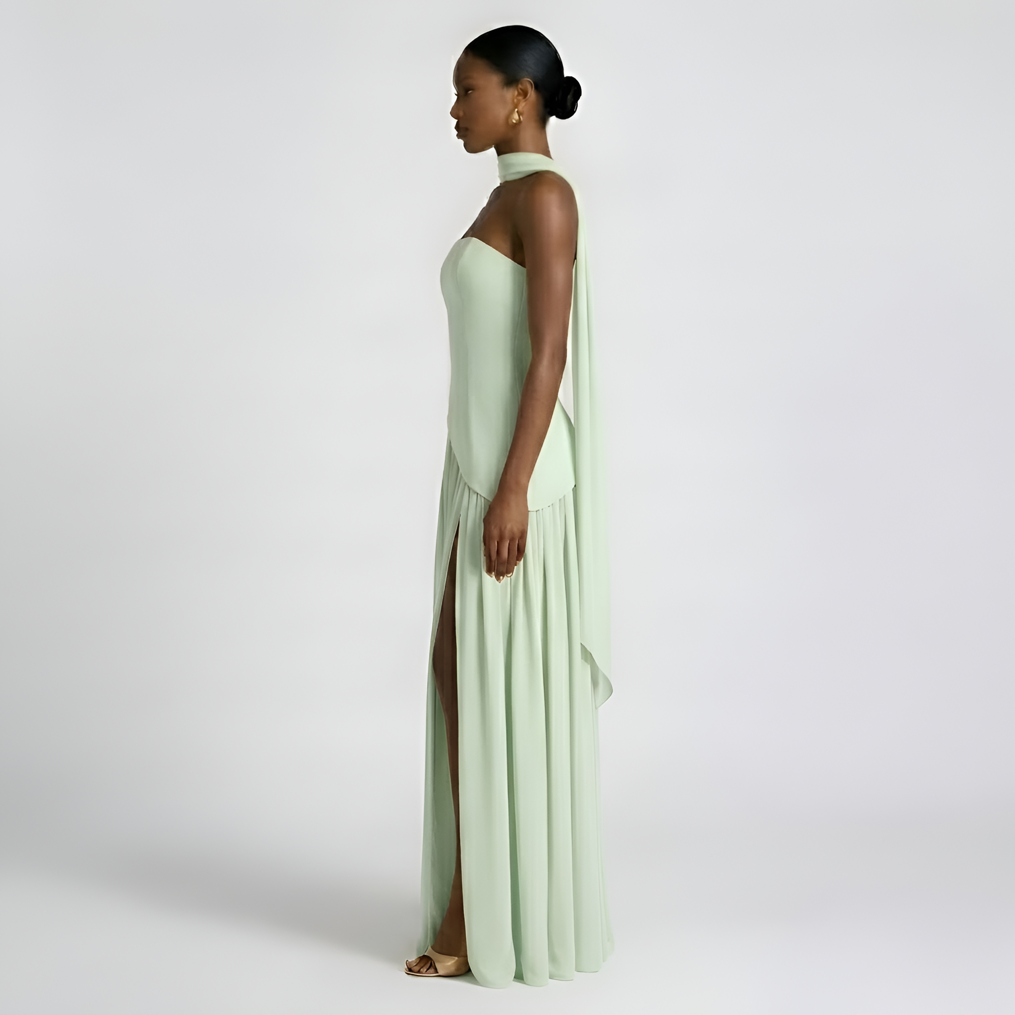 Heather - Élégante robe longue plissée sans bretelles pour femme