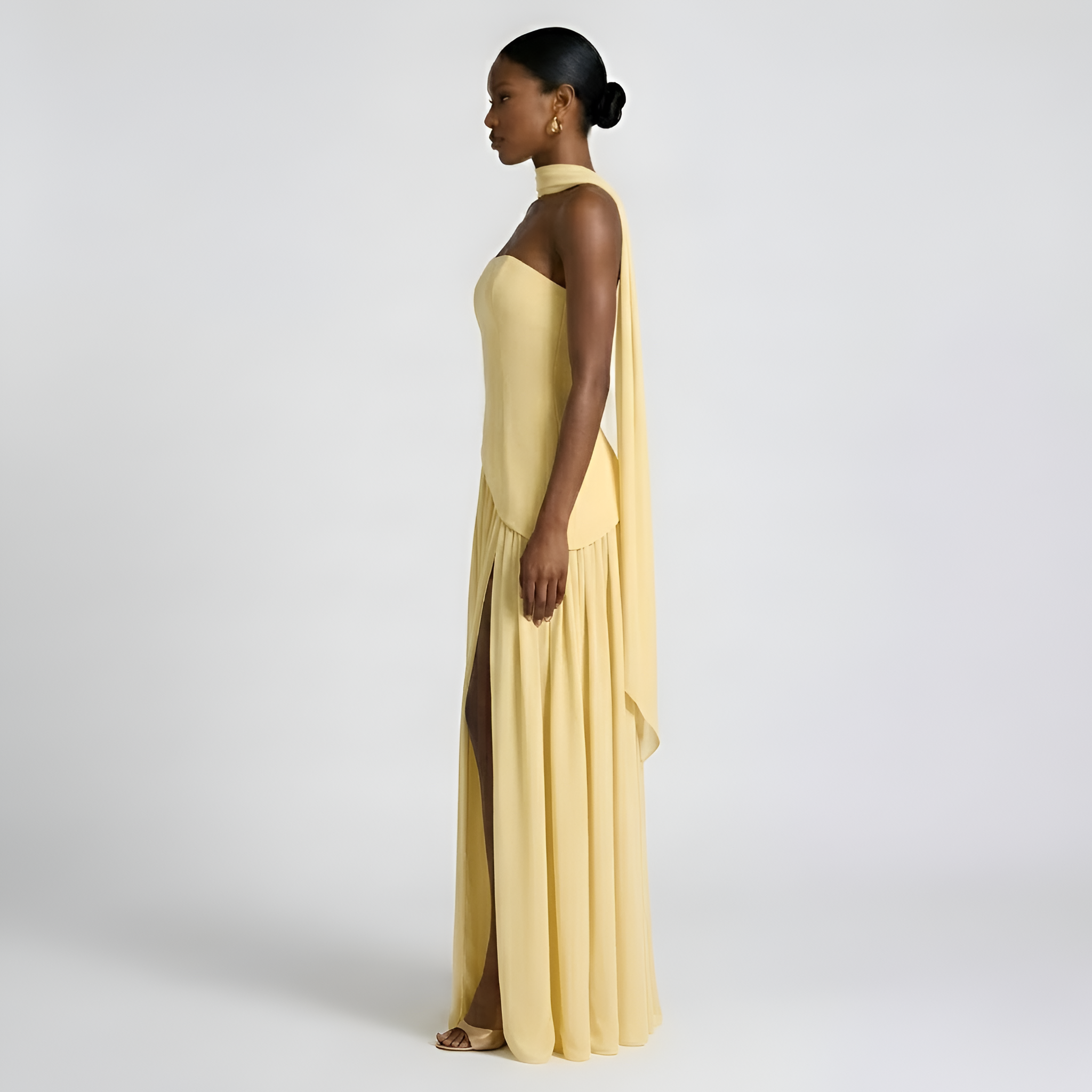 Heather - Élégante robe longue plissée sans bretelles pour femme
