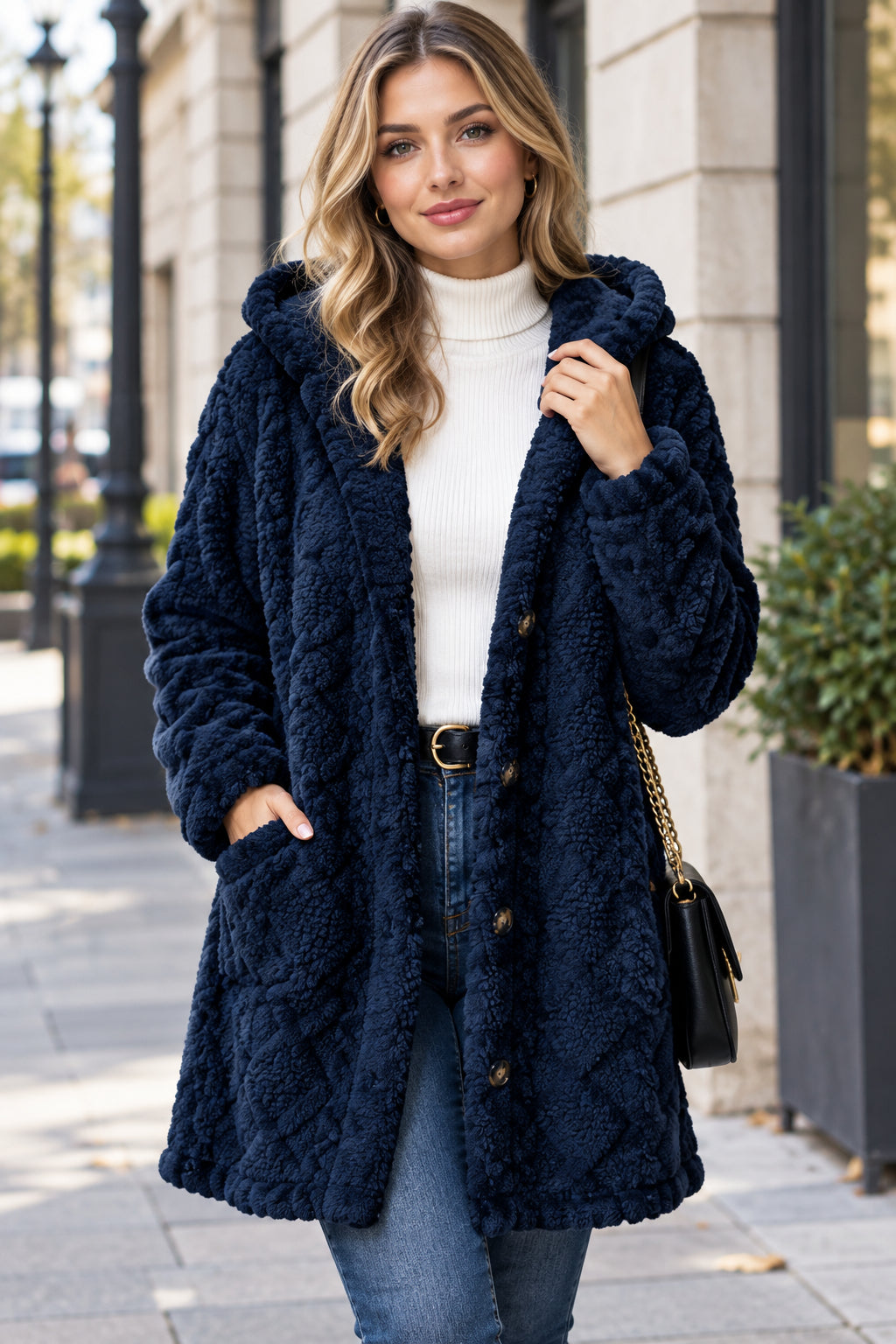Cardigan Tricot à Capuche Doux