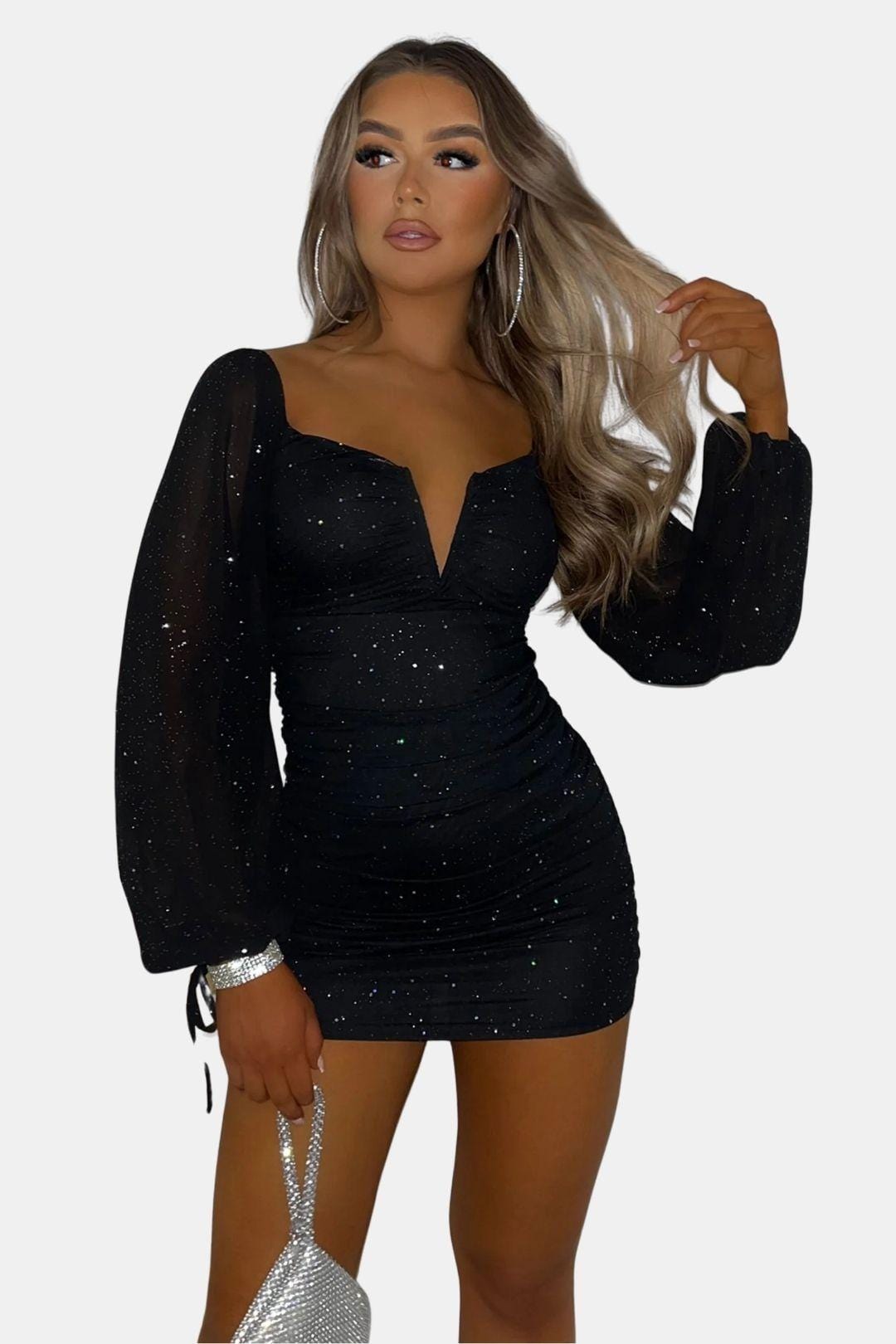 Robe Mini Avec Manches Longues Et Coupe Ajustée Pour Femme | Idéal Pour Soirées Et Événements