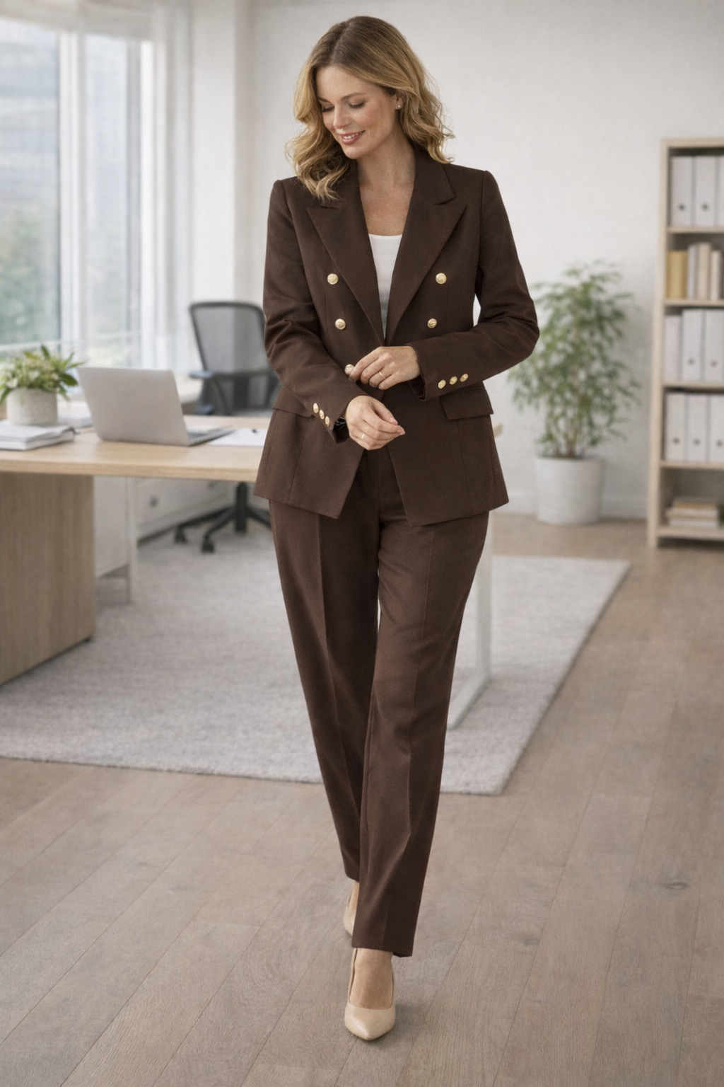 Ensemble de Costume Femme à Deux Pièces avec Blazer Croisé
