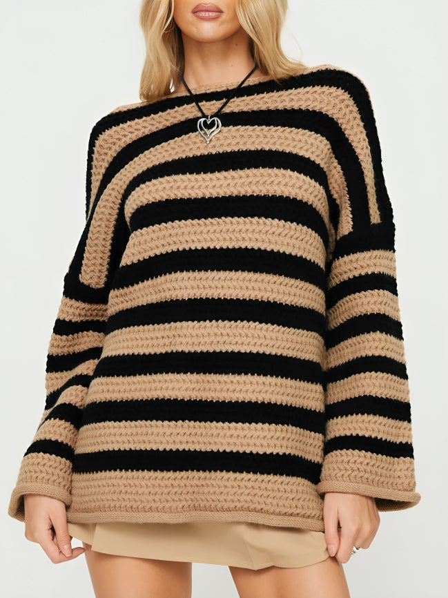 Pull Femme | Tricot Épais & Motif Rayé