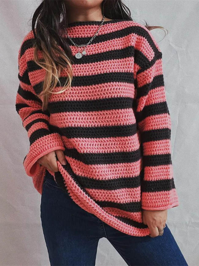 Pull Femme | Tricot Épais & Motif Rayé