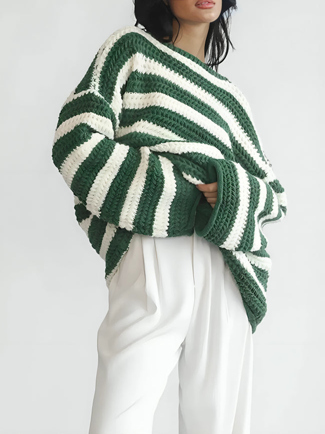 Pull Femme | Tricot Épais & Motif Rayé