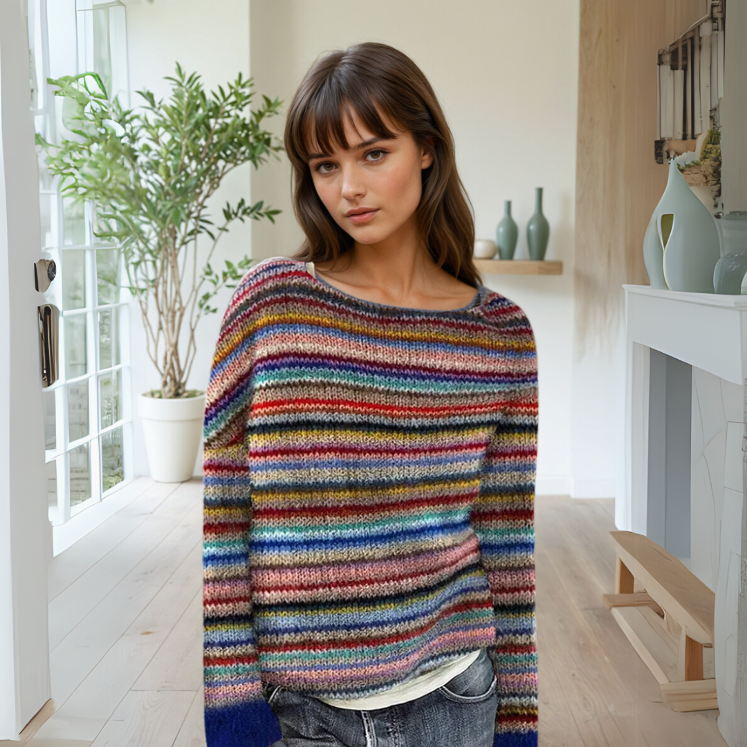 Pull Femme | Motif Rayé & Col Bateau