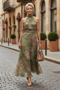 Robe Midi Halter Rassemblée